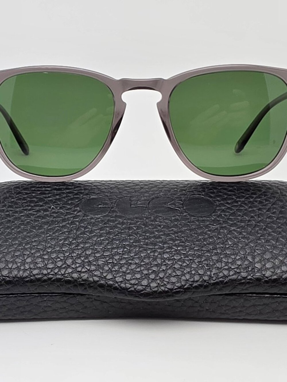 Garrett Leight Brooks Grey Frame Polarized Pure Green Lens Sunglasses w/ Case